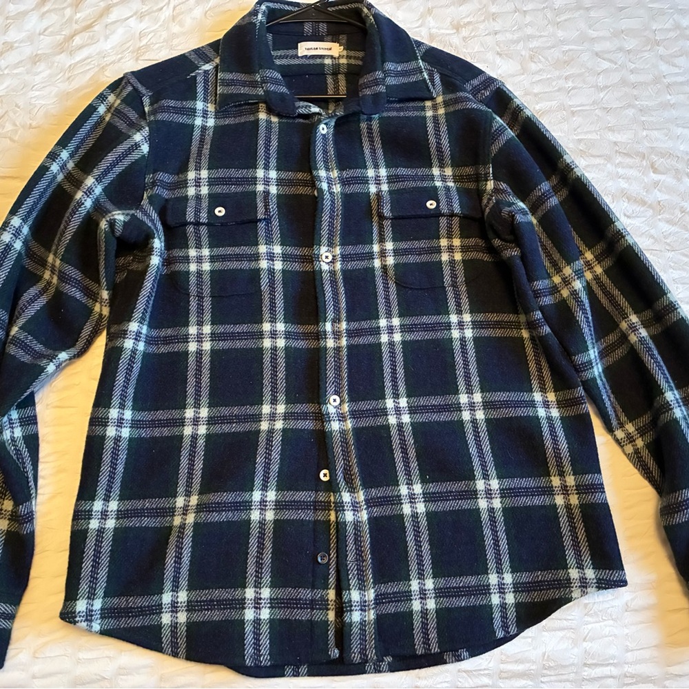 Taylor Stitch Navy and Cream Plaid Shirt